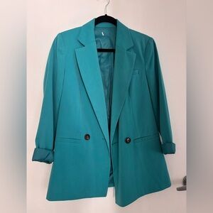 Teal Blazer with Button Details